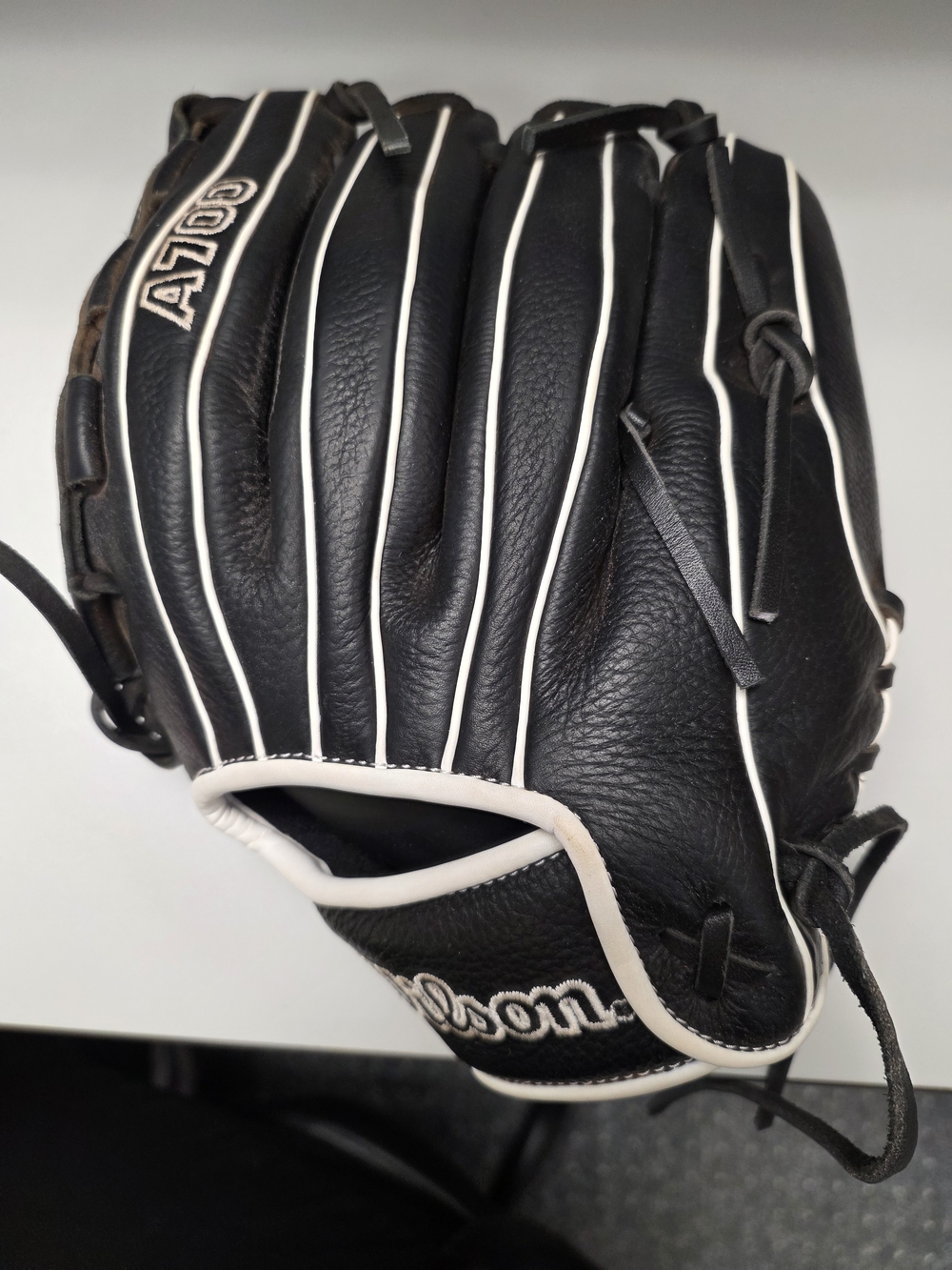 Wilson Black Leather Baseball Glove with White Piping
